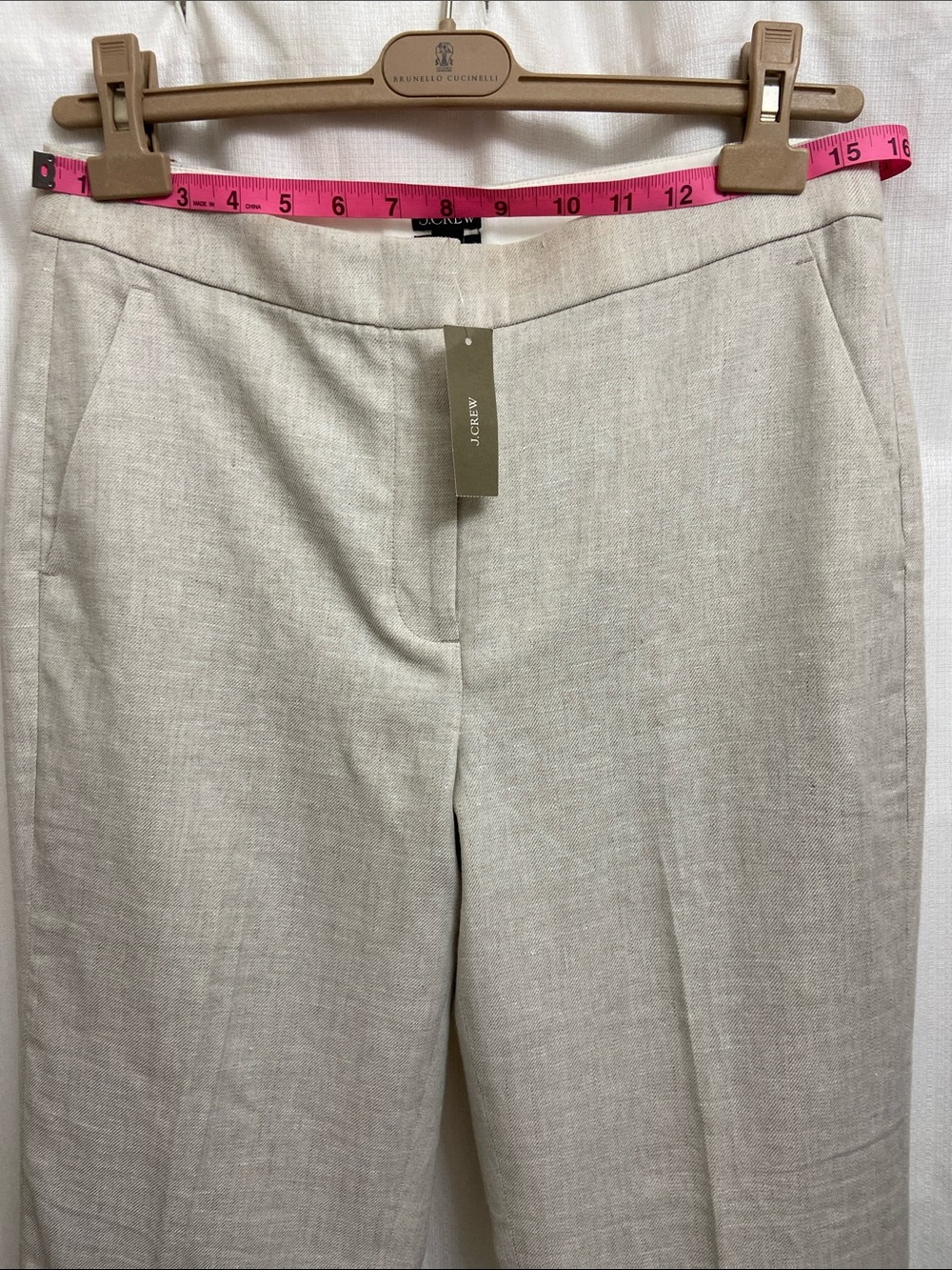 J. Crew Kate Straight-Leg Pant in Natural Linen Neutral Tailored Trouser - Picture 11 of 16